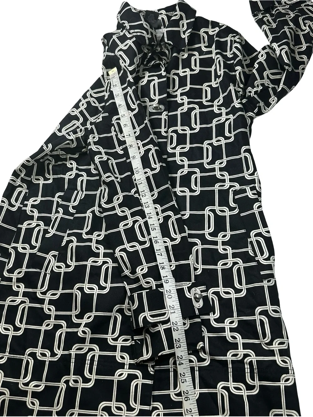 George ME Mark Eisen Geometric Turn Lock Trench Coat Jacket Women Sz M 8 10